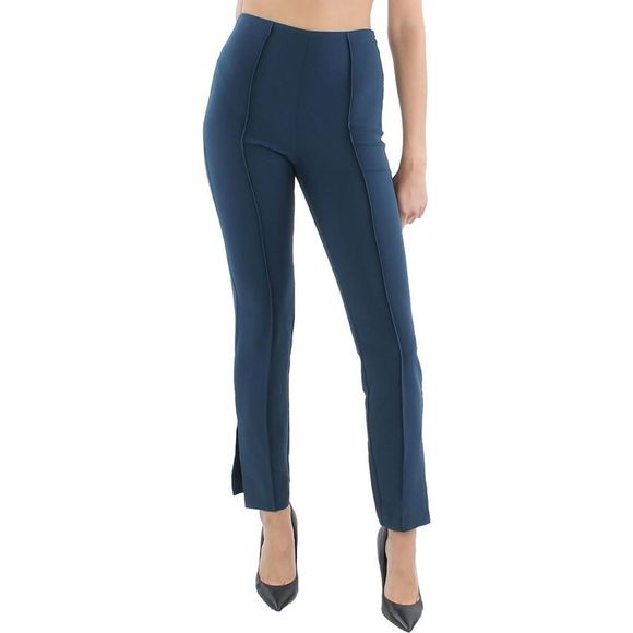 Cinq a Sept Womens Brianne Navy Pintuck Split Hem High-Waist Pants NWT - Picture 1 of 2